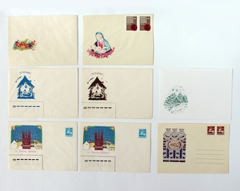 Vintage Christian holidays envelope set of 8, unused 90's stationery , Easter , Christmas , Epiphany , Three Kings' Day , Nativity scene