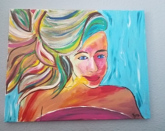 colorful painting of a girl