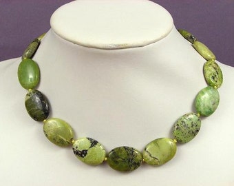 Necklace Yellow Turquoise 25mm flat ovals 925 NSTY5047