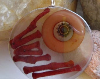 Red coral branch pendant