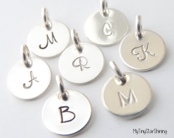 Initial Charm Initial Pendant hand stamped initial charm Personalized Initial Jewelry in Sterling Silver Initial Monogram