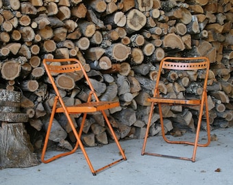 Pair of outdoor folding chairs "industrial" 60s vintage