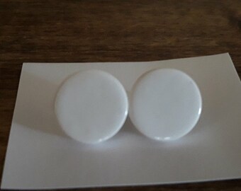 18mm polymer clay stud earrings, white studs, clay earrings, stud earrings, white earrings, surgical steel earrings, studs,