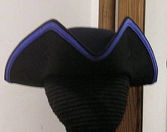 Blue Trimmed Tricorn - Colonial American