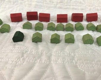 wood Monopoly Game Pieces, Hotels, Houses Moving Pieces