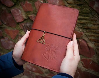 Harry Potter Planner - Harry Potter Gift - Harry Potter Journal - Harry Potter Art Wide Size Natural Leather Notebook Inner Pockets Inserts