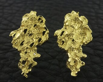 Yellow Gold Nugget Stud Earrings, Nugget Earrings, Gold Nugget Earrings, Gold Nugget Stud Earrings