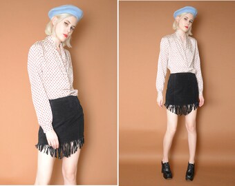 Black Suede Leather Skirt