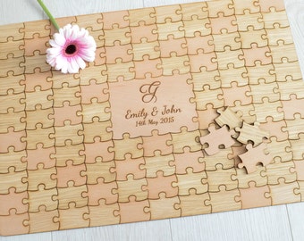 Personalised Wooden Wedding Jigsaw Puzzle Piece Guestbook