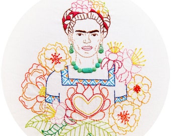 Las Flores de Frida - Frida's Flowers Embroidery Pattern - PDF