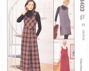 McCall's 8403 Misses Jumper Pattern, Sizes 10, 12, 14 Easy Jumper Pattern, Back Zipper Closure Jumper, Two Lengths, Sewing Pattern, Uncut