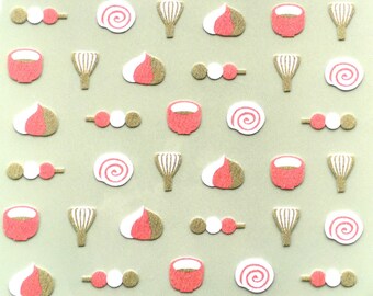 Japanese Washi Paper Stickers - Chiyogami Stickers - Green Tea Stickers - Traditional Japanese Sweets Stickers - Matcha Stickers (S192)