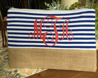 Monogrammed canvas/burlap bag