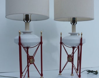 Italian Vintage Tessellate Stone Table Lamps - A Pair.