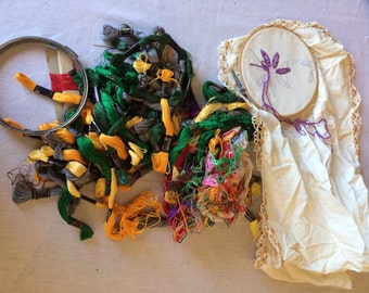 Vintage Embroidery Hoops and Embroidery Floss