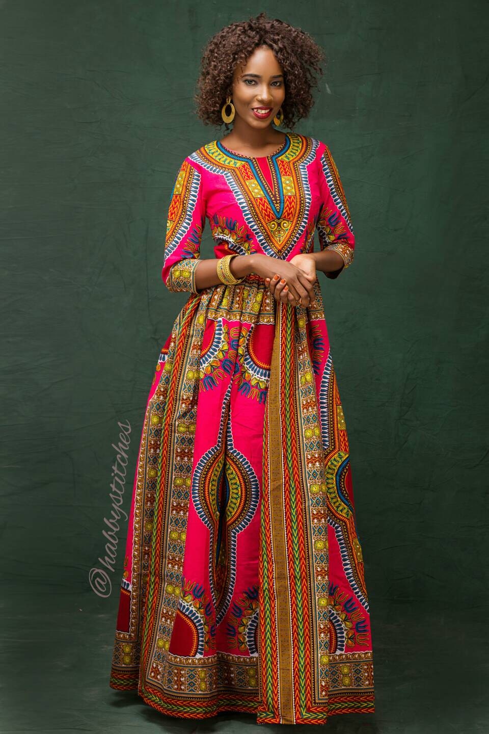 Chima Dashiki Maxi Dress Pink Dashiki Dress Dashiki Prom 3304