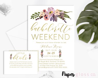 INSTANT DOWNLOAD Bachelorette Party Invite, Bachelorette Printable, Bachelorette Party Weekend Invitation, Boho, Floral, Invitation Template