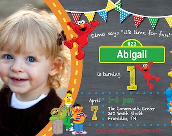 Seasame Street Elmo Toddler Birthday Invitation