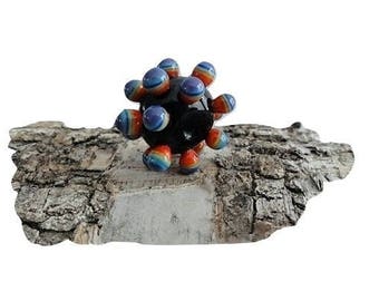 Rainbow lampwork bead~dots~glass