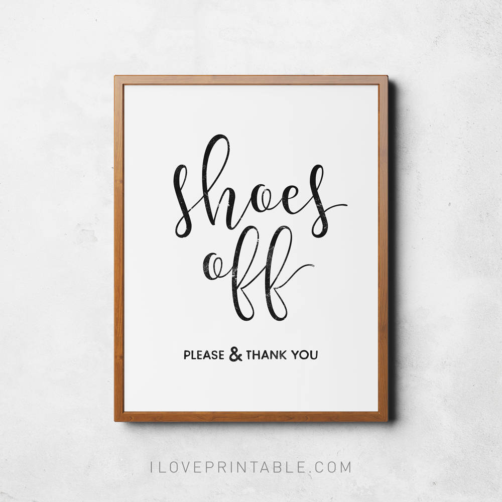 Shoes off sign Printable poster Take shoes off please