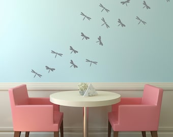 Dragonfly Vinyl Wall Decals, Childrens Wall Art, Girls Bedroom, Dragonflies Decals