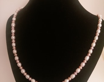Peach and White Fresh Water Pearl Necklace