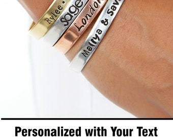 Gifts for Mom - Hand Stamped Message Jewelry - Mantra Cuff Bracelet - Custom Bracelet - Personalize Engraved Cuff - Expressions Bracelets