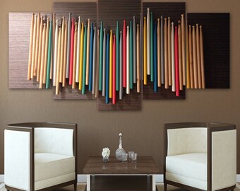 Drumstick Wall Canvas Set, Drummer Print Music Wall Art Drummer Decor, Gift for Him Music Wall Decor Music Lover Gift Drummer Gifts Artwork