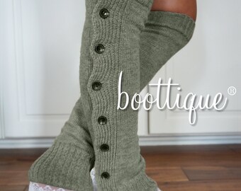 Boot Cozies: High Quality Lace and Button Leg Warmers and Boot Socks; NEW COLOR- London Fog!