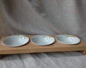 3 cat Bowl or dog bowl from massive beech wood and porcelain