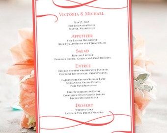 printable wedding menu template its love guava editable worddoc instant