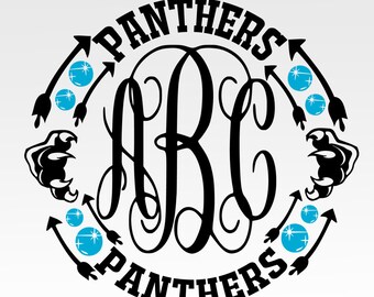 Panthers,school, collage, Monogram Frame Digital Design Svg, Eps, Dxf, and Jpeg Format for Cricut and Silhouette Software