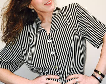 Vintage Striped Blouse M