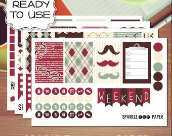 Dapper Mustache Weekly Layout Stickers for MAMBI Happy Planner (Classic Size)