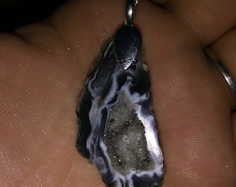 Black and white geode pendant