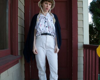 high rise cream mom jeans! - 7/8