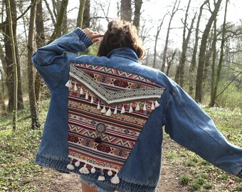 Embellished Denim Jacket: Jade, Lined denim jacket