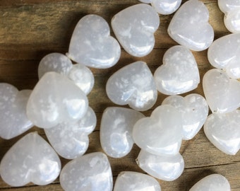 20 matte light opaque white with whiter markings hearts plastic