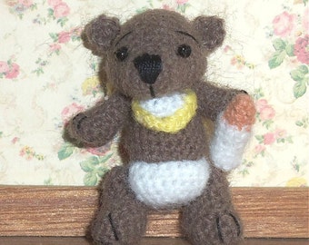 Baby Bear Miniature Thread Artist Crochet Ready to Ship