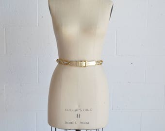 Gold Silver Leather Chain Belt · 1980s Chain Belt · 80s Gold Chain Belt · 80s Silver Chain Belt · Gold Leather Belt · Silver Leather Belt S