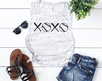 Workout Tank Top - Fitness Tank Top - Baseball Tank Top - Baseball Mom - Gym Shirt - Workout Shirt - Muscle Tank Top - XOXO