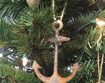 Single or Set of 3...Rusty Metal ANCHOR Ornament(s)- Rustic - 4" tall