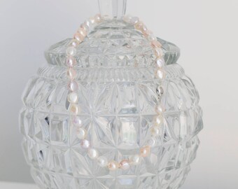 SALE - 10-11mm Apricot, Lavender & White Biwa Pearl Necklace with Sterling Silver Round Puff Clasp