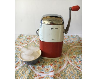 SALE! Vintage Rival Ice O Mat, Ice Crusher, 1950s Kitchen, Red and White Vintage Kitchen Appliance, Vogue model, Barware, Retro, Crushed Ice
