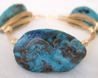 Ocean Jasper Wire Bangle | Blue Stone Bangle | Stackable Bangle | Bangle | Wire Bangle | Wire Bracelet | Stone Bangle | Gemstone Bangle