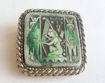 Faience Tile Egyptian Revival Brooch