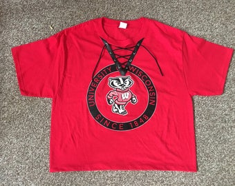 Wisconsin badgers lace-up tee