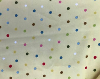 FABRIC YARD GOODS Sewing Material Polyester Bright Sunshine Yellow with Multi-Colored Polka Dots 3 yard X 45 inches wide
