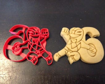 Power Rangers Cookie Cutter next to the number 6. Perfect for your kid's 6th year birthday party. Celebrate their sixth with the rangers!