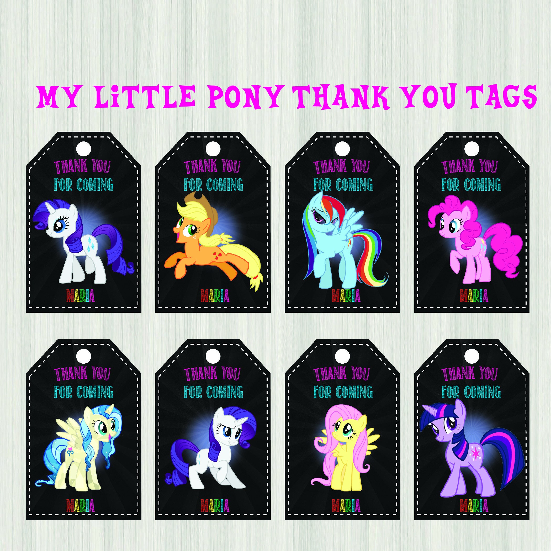 My Little Pony Thank You Tags My Little Pony Gift Tags My